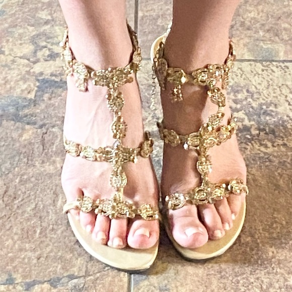 Metro Gold Rhinestone Sandals - Picture 9 of 14